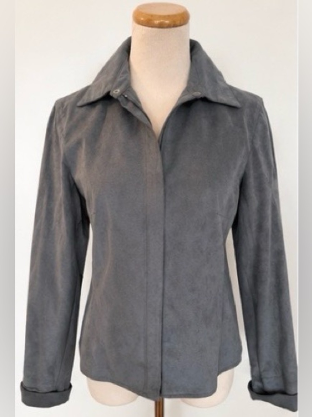 [Renfrew] Blue Gray Microfiber Zip Front Jacket Lightweight Size Small